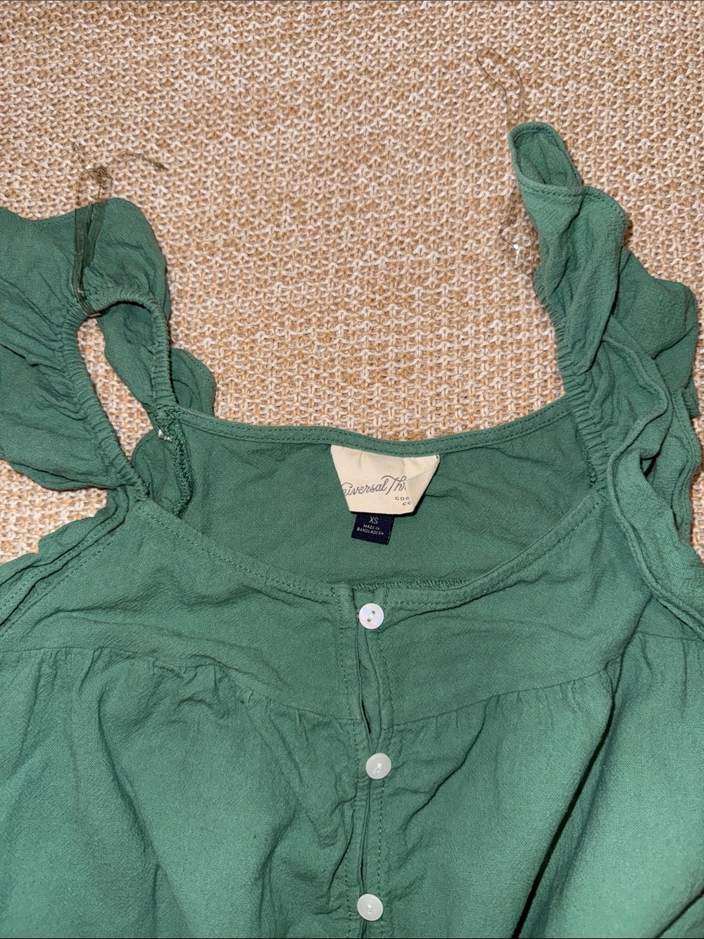 Universal Thread Girls' Hunter Green Button-Front Ruffle Strap Dress - Picture 3 of 4